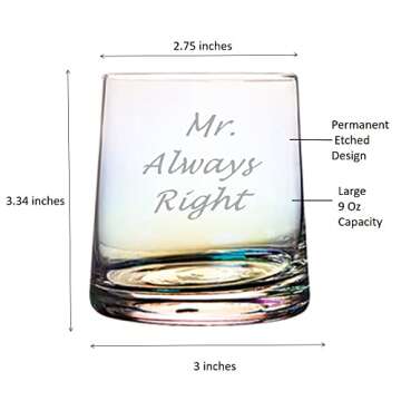 Valentine's Day Gifts for Gay Couple, Mr Right Mr Always Right Rainbow Whiskey Drinking Glasses Wedding Gifts Set for Gay Couple