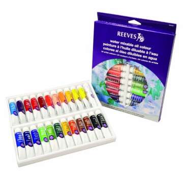 Reeves 24-Pack Water Mixable Oil Colour Tube Set, 10ml