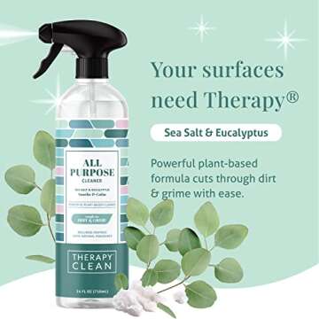 Therapy Clean All Purpose Cleaner Spray, Multipurpose Cleaner, 100% Natural Scent, 24 fl oz Pack of 1 (Sea Salt & Eucalyptus)