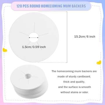 120 Pcs Homecoming Mum Supplies Paper Homecoming Mum Backers White Round Paper Discs DIY Homecoming Mum Crafts for Back to School Homecoming Week Party Decorations(Outer Diameter 6 Inch)