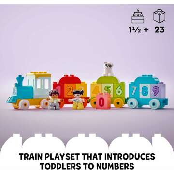 LEGO DUPLO My First Number Train Toy with Bricks for Learning Numbers, Preschool Educational Toys for 1.5-3 Year Old Toddlers, Girls & Boys, Early Development Activity Set, 10954