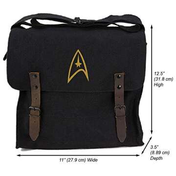 Star Trek Federation Army Heavyweight Canvas Medic Shoulder Bag in Black & Gold