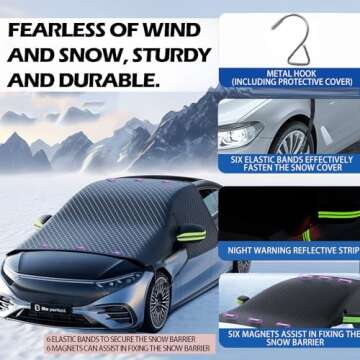 Windshield Snow Cover, Car Windshield Cover for Ice and Snow, Automotive Large Magnetic Windshield Frost Cover With Side Window and Mirror Protector in Winter, Suitable for Most Vehicle, Car, SUV