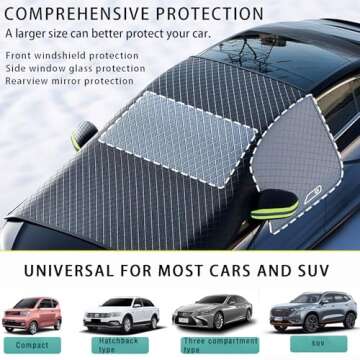 Windshield Snow Cover, Car Windshield Cover for Ice and Snow, Automotive Large Magnetic Windshield Frost Cover With Side Window and Mirror Protector in Winter, Suitable for Most Vehicle, Car, SUV