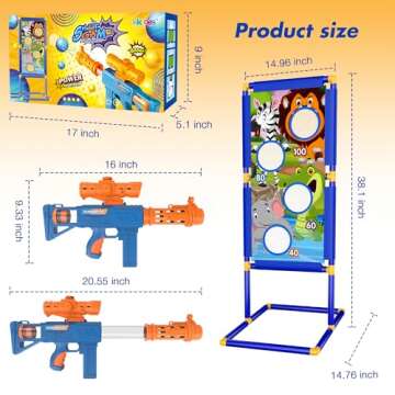 KKONES Shooting Game Toy for Boys - 2 Player Toy Foam Blaster Air Guns, 24 Foam Bullet Balls Popper & Standing Shooting Target, Birthday Gifts for Age 3 4 5 6 7 8 9 10-12 Years Old Kids, Girls