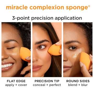 Real Techniques Miracle Complexion Sponge, Beauty Sponge For Makeup Blending & Foundation Application, Full Coverage, Streak-Free Professional Makeup Tool, Cruelty Free, Vegan, Latex Free, 2 Count