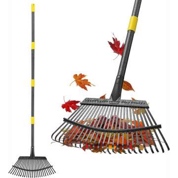 Rake, Gardening Rakes for Leaves Lawns Heavy Duty, 79 in Leaf Rake with 25 Clog-Free Tines, 18.5” Wide Large Rake Head, Metal Garden Tools for Yard Quick Cleanup Garss, Debris, Detachable for Camping