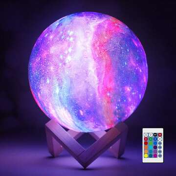 Galaxy Lamp with Wooden Stand
