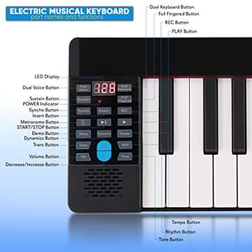 Pyle Electric Keyboard Piano 88 Keys - Portable Foldable Digital Piano Keyboard With Bluetooth, 128 Rhythms/Tones,Semi weighted keys, Sustain Pedal, Piano Bag - for Beginners, Kids,Adult -PKBRD8100