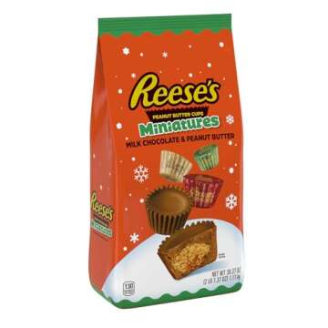 REESE'S Miniatures Milk Chocolate Peanut Butter Cups, Christmas Stocking Stuffer Candy Bulk Bag, 39.37 oz