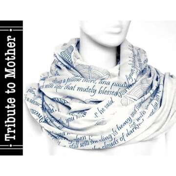 Gift for Mom Mothers Tribute Book Scarf with a literary quotes