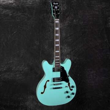 Redid Semi-Hollow Body Electric Guitar RD-100 Jazz Guitar with F-Hole,Maple neck,humbucker Pickups(Green)