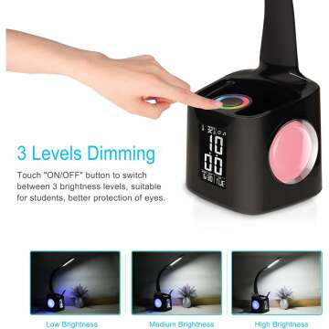 Color Changing LED Desk Lamp with Clock & Charger