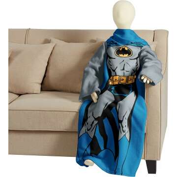 Batman Comfy Throw Blanket with Sleeves, 48x48