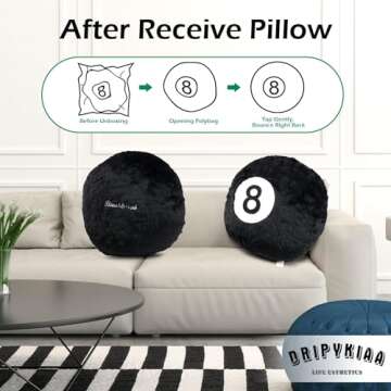 Dripykiaa 8 Ball Throw Pillow, 14" Decorative Pillows Throw Cushion Home Decoration Plush Sporty Design Ball Pillow for Women, Men Bestselling Comfort and Stylish Accent Decor