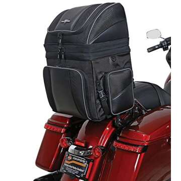 Nelson Rigg Route 1 Destination Backrest/Sissy Bar Rack Bag; Fits Harley Davidson, Indian, Yamaha & Suzuki Motorcycles