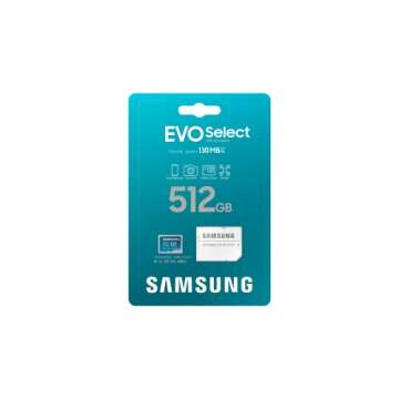 SAMSUNG EVO Select Micro SD-Memory-Card + Adapter, 512GB microSDXC 130MB/s Full HD & 4K UHD, UHS-I, U3, A2, V30, Expanded Storage for Android Smartphones, Tablets, Nintendo-Switch (MB-ME512KA/AM)