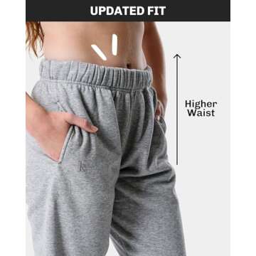 Kamo Fitness CozyTec High-Waisted Sweatpants for Women Baggy: Comfy Lounge Pants with Pockets Crafted from Soft Thick Fleece, Cuffed, Loose Fit, Tall Friendly Joggers for Fall (Heather Grey, S)