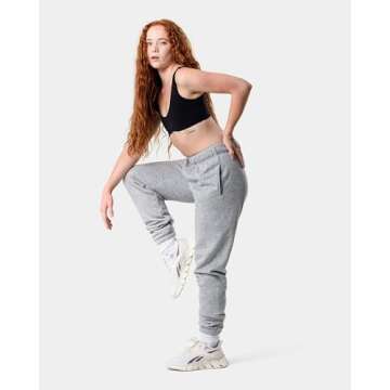 Kamo Fitness CozyTec High-Waisted Sweatpants for Women Baggy: Comfy Lounge Pants with Pockets Crafted from Soft Thick Fleece, Cuffed, Loose Fit, Tall Friendly Joggers for Fall (Heather Grey, S)