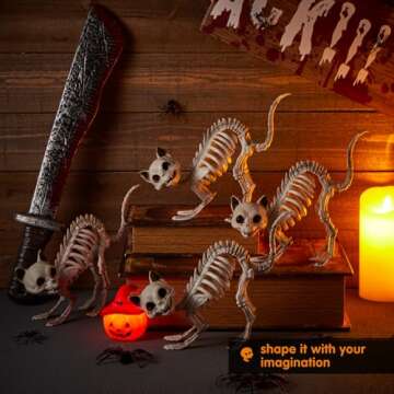 Skeleton Cats Halloween Decorations Set - 4 PCS