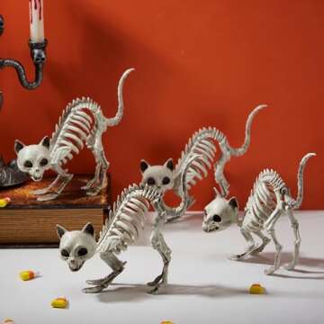 Skeleton Cats Halloween Decorations Set - 4 PCS