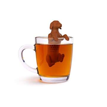 Genuine Fred, HOT DOG, Wiener Dog Reusable Silicone Tea Infuser, Brown, , Fun Gift for Tea Lovers, Clever Kitchen Gadget