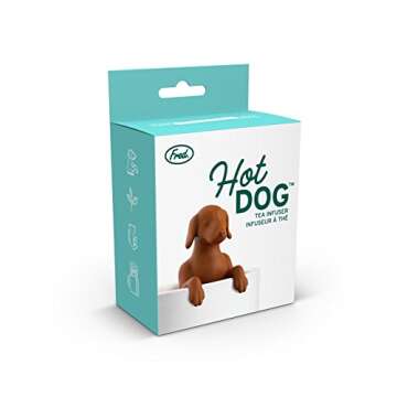 Genuine Fred, HOT DOG, Wiener Dog Reusable Silicone Tea Infuser, Brown, , Fun Gift for Tea Lovers, Clever Kitchen Gadget