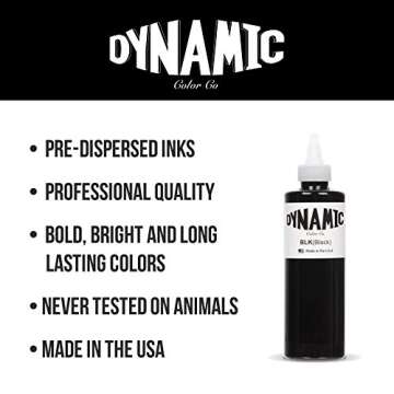 Dynamic Color Co - Dynamic Tattoo Ink Set, 12-Color Circa Tattoo Ink Set & 8oz Bottle of Dynamic Black Tattoo Ink, Premium Quality for Tattoo Artists