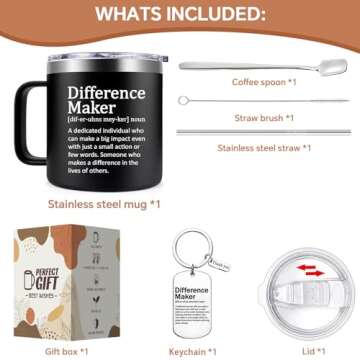 Fufendio Thank You Gifts for Men - Difference Maker Mug 14oz for Employee - Christmas, Birthday Gifts for Men - Appreciation Gifts for Coworker, Teacher, Boss, Friend