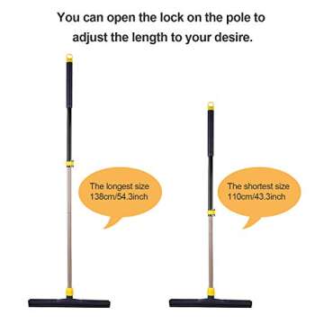 Yocada Floor Squeegee Scrubber Adjustable Telescopic Pole Heavy Duty Household Broom EVA Foam Blade for Garage Courtyard Shower Bathroom Floor Marble Glass Tile Water Foam Cleaning