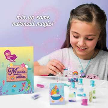 Craft-tastic –Mermaid Potion Kits for Kids – Glitter for Crafts, Arts and Crafts for Kids, Mermaid Accessories, Mermaid Toys, Mix Up Some Mermaid Magic, Easy Storage, Ages 6+