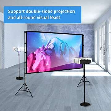 Upgraded 84 inch Projector Screen with Stand Portable Projection Screen lejiada 16:9 4K HD Projections Movies Screen with Carry Bag for Indoor Outdoor Home Theater Backyard Cinema Travel