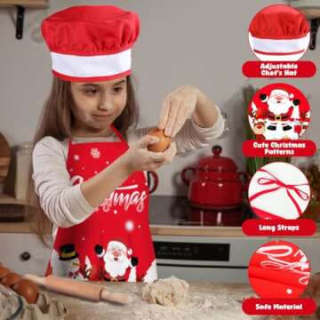 Labeol Christmas Kitchen Kids Cooking Sets Real, 27 PCS Kids Baking Sets with Kids Apron, Chef Hats and Oven Mitts for Christmas Dinner Party Baking, Fun Christmas Cooking Sets Gifts for Boys Girls