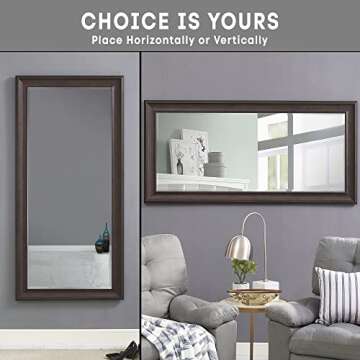 Naomi Home Framed Floor Length Extra Large Oversized Floor Mirror Full Length Mirror Standing Large Rectangle Mirror Full Body Mirror Long Mirrors for Bedroom - Espresso, 65" L x 31" W