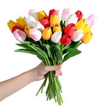 SITUMEIZI 15pcs Realistic Fake Tulips for Decor