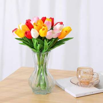 SITUMEIZI 15pcs Realistic Fake Tulips for Decor