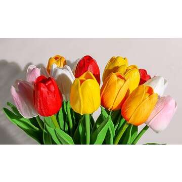 SITUMEIZI 15pcs Realistic Fake Tulips for Decor