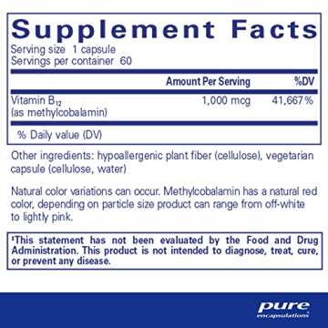 Pure Encapsulations Methylcobalamin 1,000 mcg - Vitamin B12 Supplement to Support Memory & Nerve Health - Premium Vitamin B12 Capsules - 60 Capsules