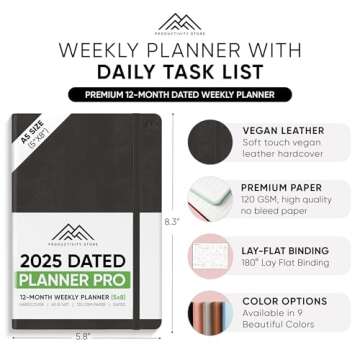 Dated, 2025 Planner, 5.8” x 8.3” - The #1 Productivity Planner to Achieve Your 2025 Goals - Planner 2025-2026 by PRODUCTIVITY STORE (A5, BLACK)