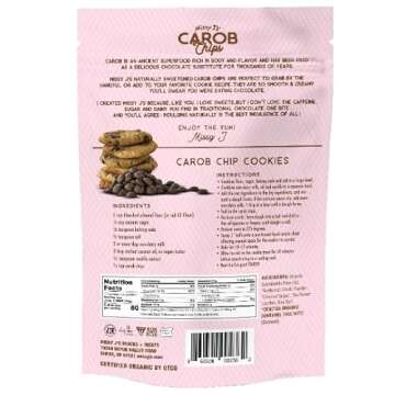 Missy J's Organic Carob Chips 8 Ounce 1 Pack | Carob Made w/Coconut Sugar, Vegan and Gluten-Free | Healthy Caffeine Free Substitute for Chocolate, Perfect for Snacks and Treats