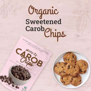 Missy J's Organic Carob Chips 8 Ounce 1 Pack | Carob Made w/Coconut Sugar, Vegan and Gluten-Free | Healthy Caffeine Free Substitute for Chocolate, Perfect for Snacks and Treats