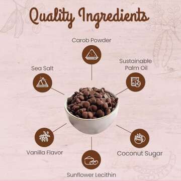 Missy J's Organic Carob Chips 8 Ounce 1 Pack | Carob Made w/Coconut Sugar, Vegan and Gluten-Free | Healthy Caffeine Free Substitute for Chocolate, Perfect for Snacks and Treats