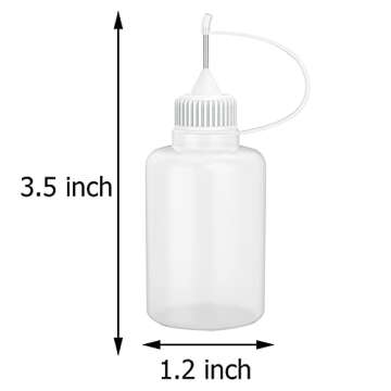 12 Pcs 1 Ounce Needle Tip Glue Bottle 30ml Plastic Dropper Bottles for Small Gluing Projects, Paper Quilling DIY Craft, Acrylic Painting, White Lid