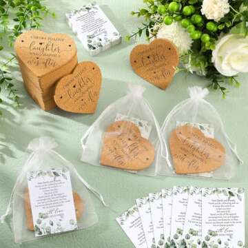 Uiifan 50 Set Wedding Favors for Guest Coaster Gifts Bulk Heart Shaped Coasters Thank You Cards Organza Bags Guest Souvenirs for Wedding Party Bridal Favors