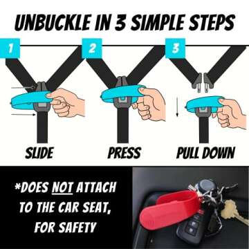 UnbuckleMe Car Seat Buckle Release Tool (As Seen on Shark Tank) - Easy Opener Aid for Arthritis, Long Nails, Older Kids - Button Pusher for Infant, Toddler, Convertible Car Seats (2 Pack, Blue & Pink)