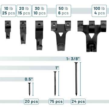 Mr. Pen- Picture Hanging Kit, 220pc, Black, Picture Hangers, Nails for Hanging Pictures, Wall Hangers, Picture Hanging, Picture Hanging Hooks, Frame Hanging Hardware, Picture Hooks, Wall Hanging Kit