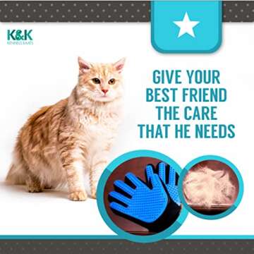 KENNELS & KATS Pet Grooming Gloves | Deshedding Glove for Easy, Mess-Free Grooming | Grooming Mitt for Dogs, Cats, Rabbits & Horses with Long/Short/Curly Hair | Pet Hair Gloves for Pet Hair Removal