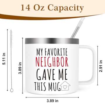 LiqCool Neighbor Christmas Gifts, 14 Oz My Favorite Neighbor Gave Me This Mug for Women Men, Best Neighbor Gifts for Housewarming Friendship, Gifts for Neighbors at Christmas Birthday(White)