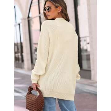 LILLUSORY Womens Cardigan Sweater Fall Fashion Outfits Clothes 2024 Teacher Long Oversized Winter Chunky Knit Winter Clothing Apricot