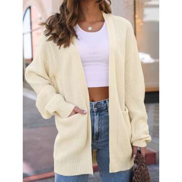 LILLUSORY Womens Cardigan Sweater Fall Fashion Outfits Clothes 2024 Teacher Long Oversized Winter Chunky Knit Winter Clothing Apricot